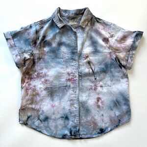 Hand Dyed Linen Blend Button Up Shirt